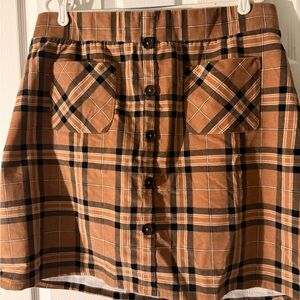 Torrid Brown and Black Plaid Mini Skirt